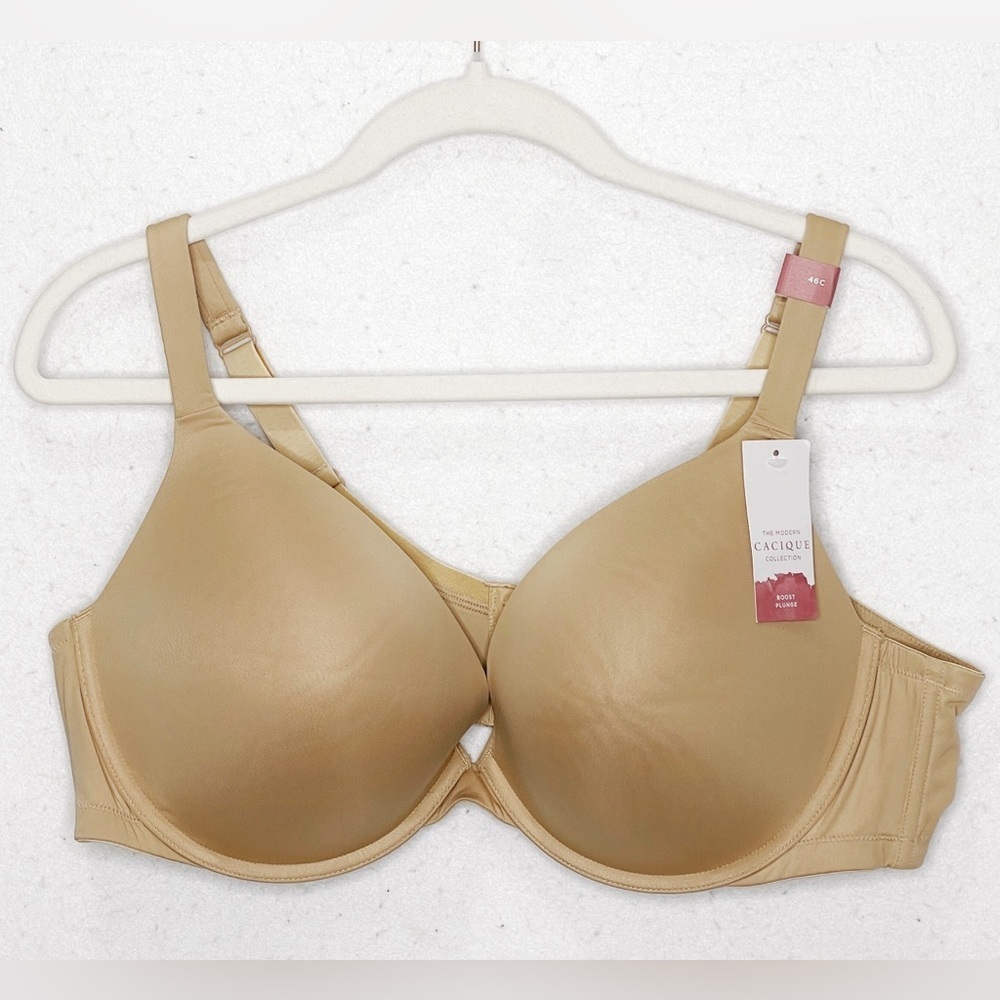 Cacique Boost Plunge Bra Nude Beige Size 46C